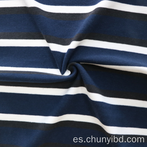 Patrón de rayas suave al por mayor Yarn teñido 1x1 tela de costilla tejido poliéster spandex de algodón mixtos para ropa